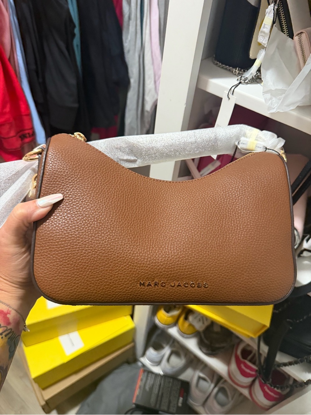 Marc Jacobs Cognac Pebbled Leather Shoulder Bag